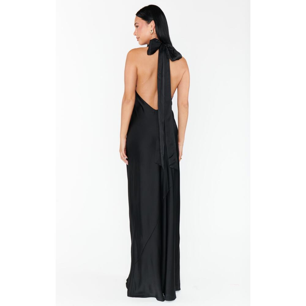 Show Me Your Mumu Lisa Maxi Dress in Black Luxe Satin L - Picture 10 of 10